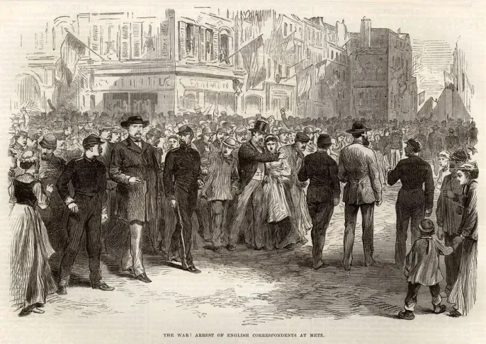 Framed Print : Arrest of English correspondents at Metz Framed Print : Arrest of English correspondents at Metz