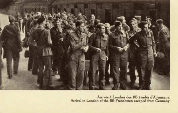 Framed Print : Arrival in Britain of escaped French men Framed Print : Arrival in Britain of escaped French men
