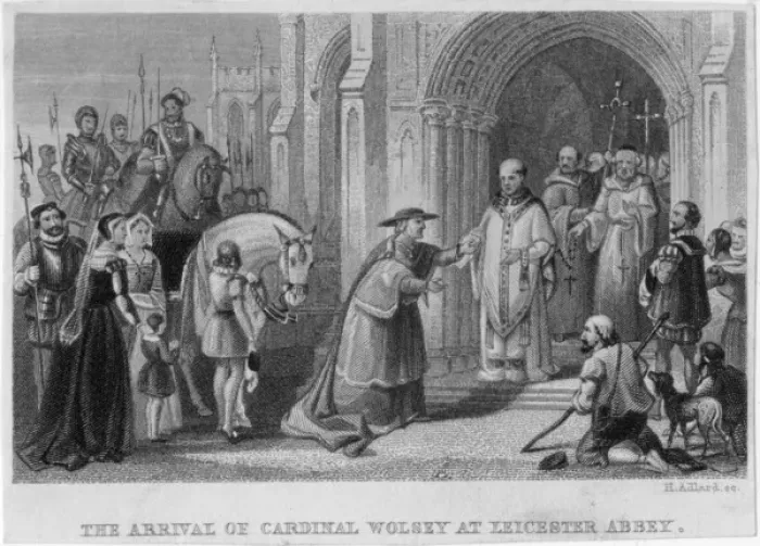 Framed Print : Arrival of Cardinal Wolsey at Leicester Abbey Framed Print : Arrival of Cardinal Wolsey at Leicester Abbey