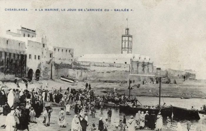 Framed Print : Arrival of French cruiser Galilee, Casablanca, Morocco Framed Print : Arrival of French cruiser Galilee, Casablanca, Morocco