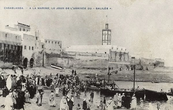 Arrival of French cruiser Galilee, Casablanca, Morocco