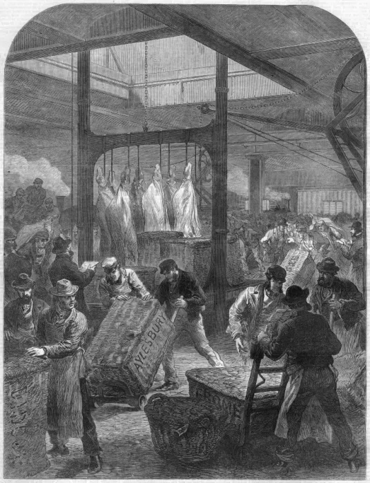 Framed Print : Arrival of Meat at Smithfield Meat Market, London, 1870 Framed Print : Arrival of Meat at Smithfield Meat Market, London, 1870