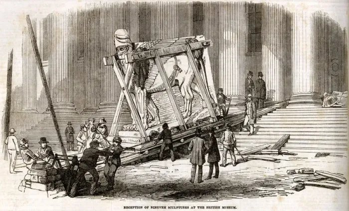 Framed Print : Arrival of the Nineveh Sculptures at the British Museum 1852 Framed Print : Arrival of the Nineveh Sculptures at the British Museum 1852