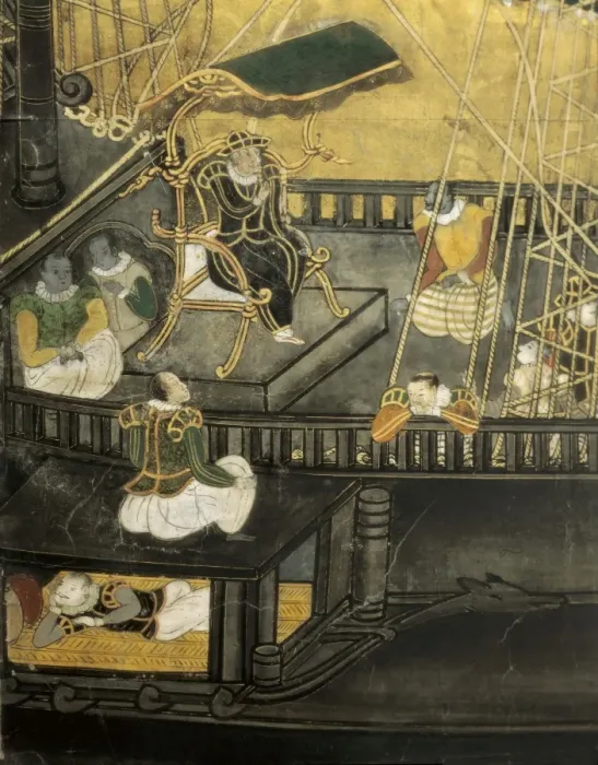 Framed Print : Arrival of the Portuguese to Japan in 16th c Framed Print : Arrival of the Portuguese to Japan in 16th c