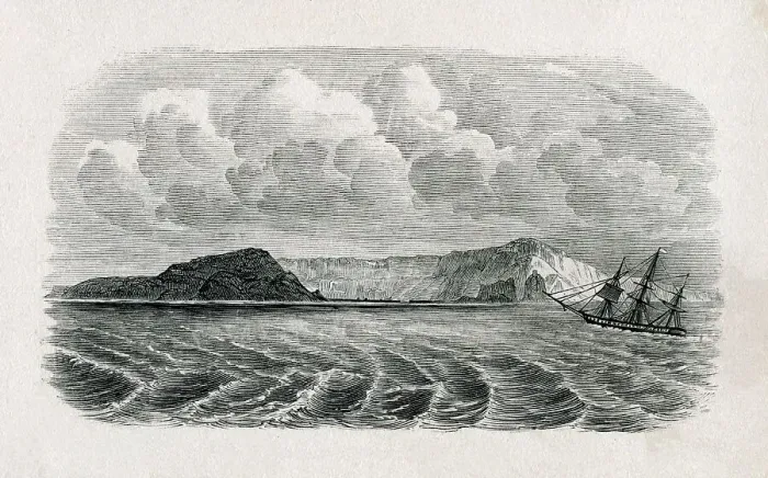 Framed Print : Arrival at St Paul Island in South Indian Ocean - 1857 Framed Print : Arrival at St Paul Island in South Indian Ocean - 1857