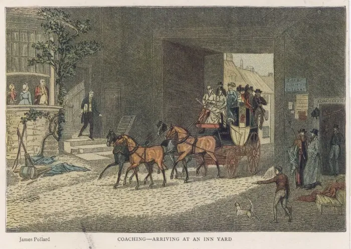 Framed Print : ARRIVING AT AN INN