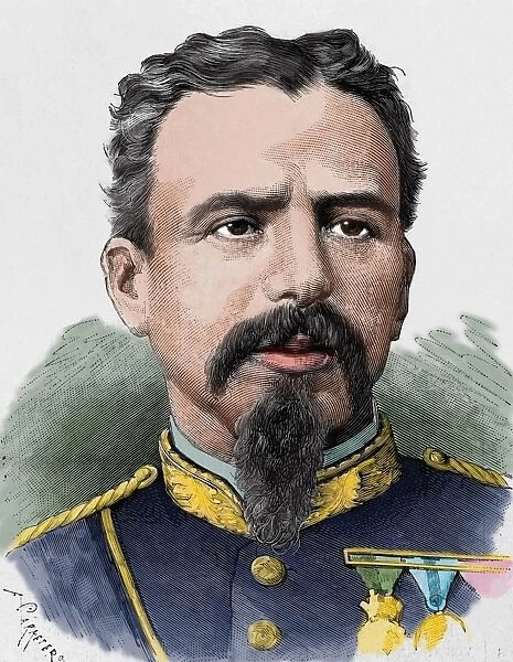 Arsenio Martinez Campos (1831-1900). Engraving. Colored