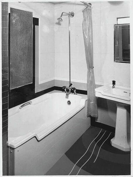 Art Deco Bathroom. An Art Deco style bathroom suite, with a shower fitting over the bath