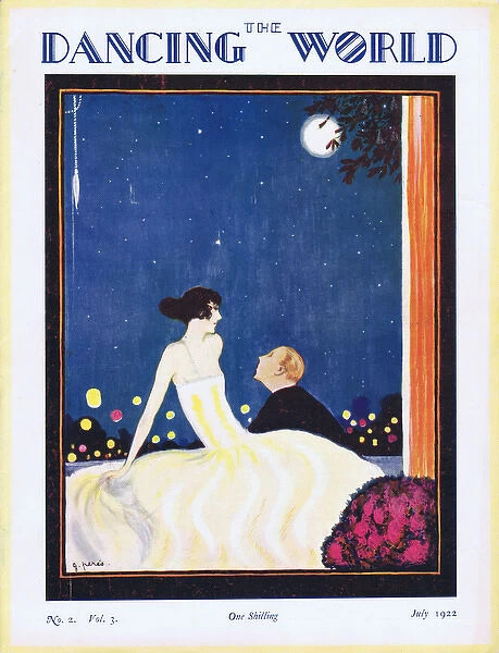 Art deco cover of The Dancing World Magazine, July 1922 by P