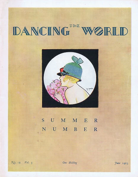 Art deco cover of The Dancing World Magazine, June 1923 by P
