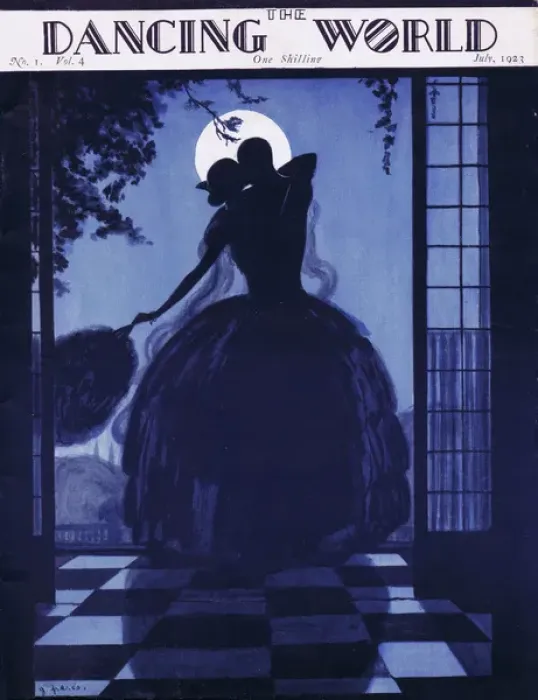 Framed Print : Art deco cover of The Dancing World Magazine, July 1923 by P Framed Print : Art deco cover of The Dancing World Magazine, July 1923 by P
