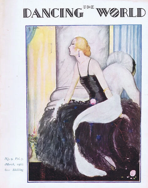 Art deco cover of The Dancing World Magazine, March 1923 by