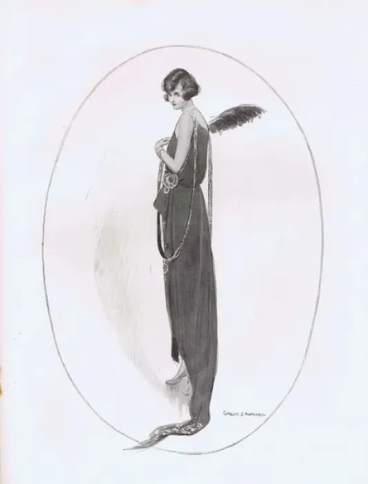 Framed Print : Art deco fashion sketch from Maison Ross, London, 1921 Framed Print : Art deco fashion sketch from Maison Ross, London, 1921