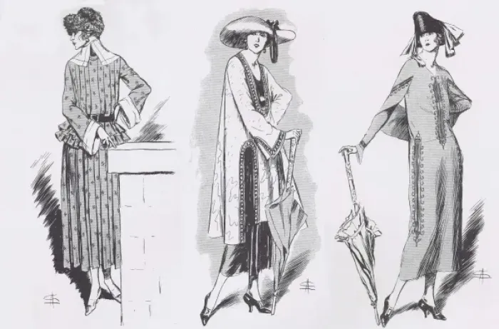Framed Print : Art deco fashion sketches from Cheruit Couture, Paris, 1921 Framed Print : Art deco fashion sketches from Cheruit Couture, Paris, 1921