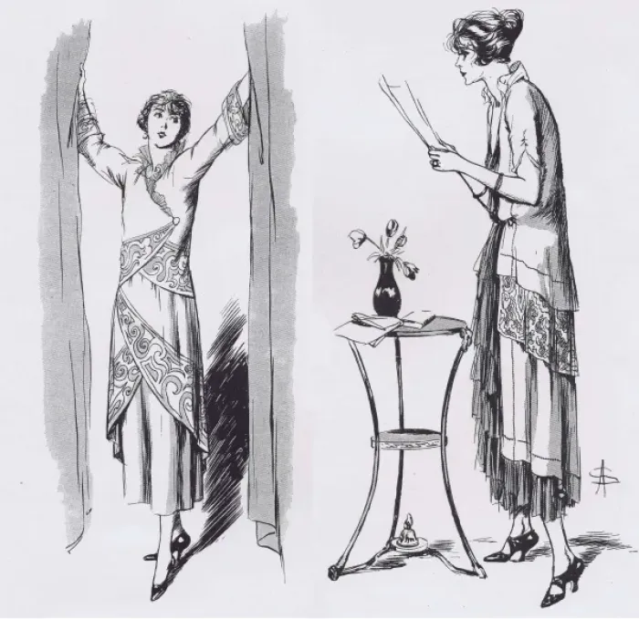 Framed Print : Art deco fashion sketches from Cheruit Couture, Paris, 1921 Framed Print : Art deco fashion sketches from Cheruit Couture, Paris, 1921