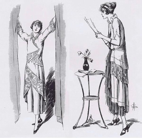 Art deco fashion sketches from Cheruit Couture, Paris, 1921