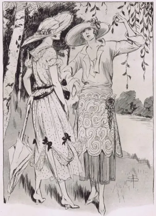 Framed Print : Art deco fashion sketches, Paris, 1921 Framed Print : Art deco fashion sketches, Paris, 1921