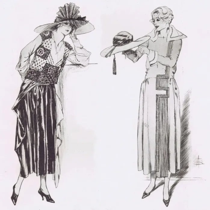 Framed Print : Art deco fashion sketches, Paris, 1921 Framed Print : Art deco fashion sketches, Paris, 1921