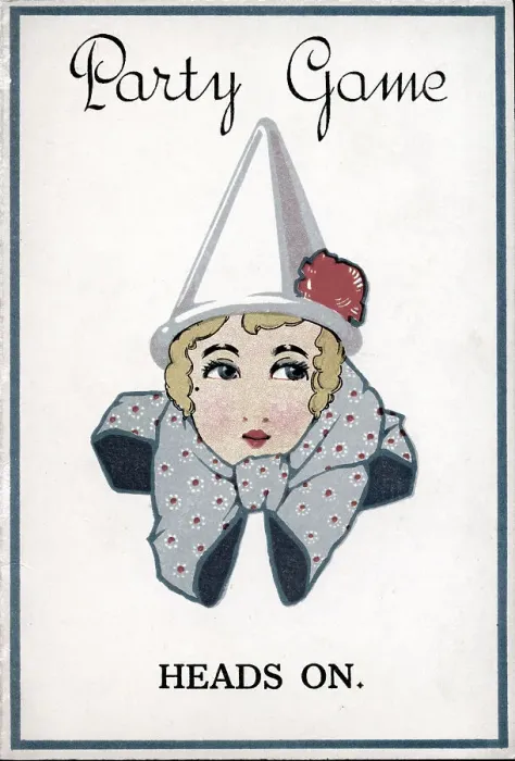 Framed Print : Art Deco Party Game Card, Heads On Framed Print : Art Deco Party Game Card, Heads On