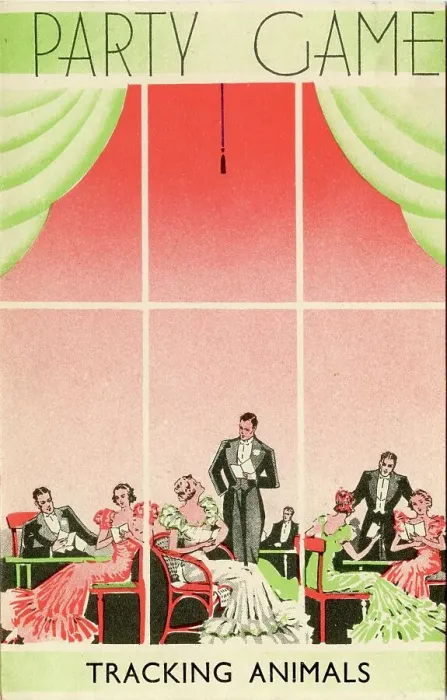 Framed Print : Art Deco Party Game Card, Tracking Animals