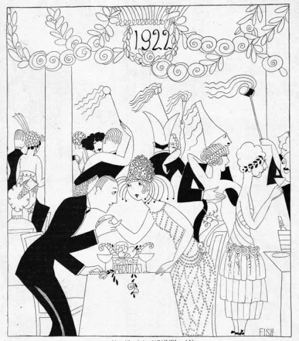Framed Print : Art deco sketch by Fish entitled La Nouvel An, 1921 Framed Print : Art deco sketch by Fish entitled La Nouvel An, 1921