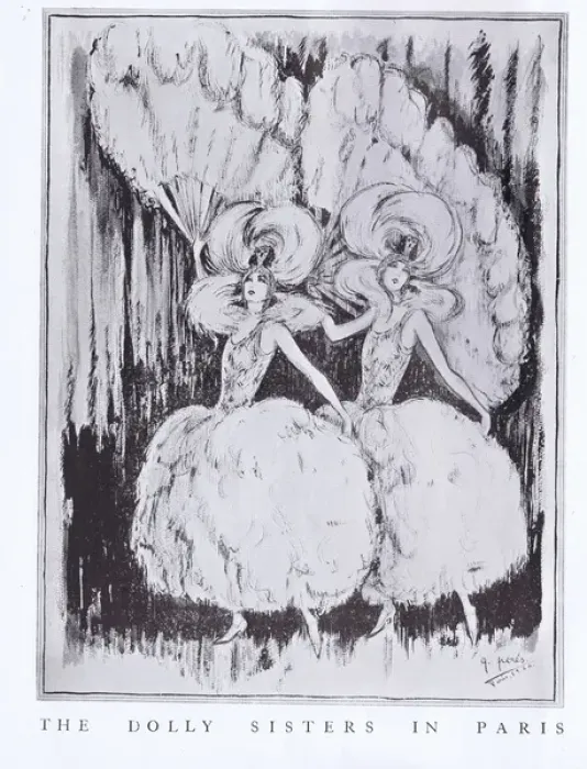 Framed Print : Art deco sketch by G. Peres of the Dolly Sisters in Paris, 1 Framed Print : Art deco sketch by G. Peres of the Dolly Sisters in Paris, 1