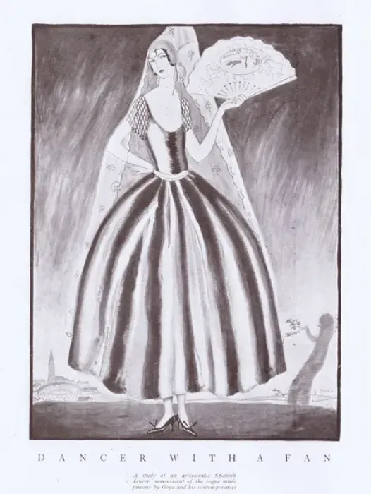 Framed Print : Art deco sketch by G. Peres entitled Dancer With a Fan Framed Print : Art deco sketch by G. Peres entitled Dancer With a Fan