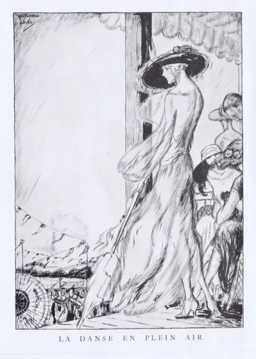 Framed Print : Art deco sketch of La Danse en Plein Air - a lady at the rac Framed Print : Art deco sketch of La Danse en Plein Air - a lady at the rac