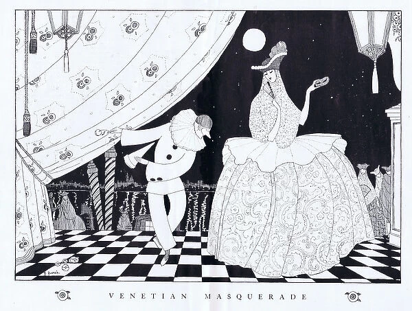 An art deco sketch by Peres called Venetian Masquerade, 1923