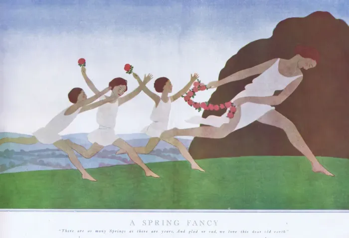 Framed Print : An art deco sketch of A Spring Fancy showing Framed Print : An art deco sketch of A Spring Fancy showing