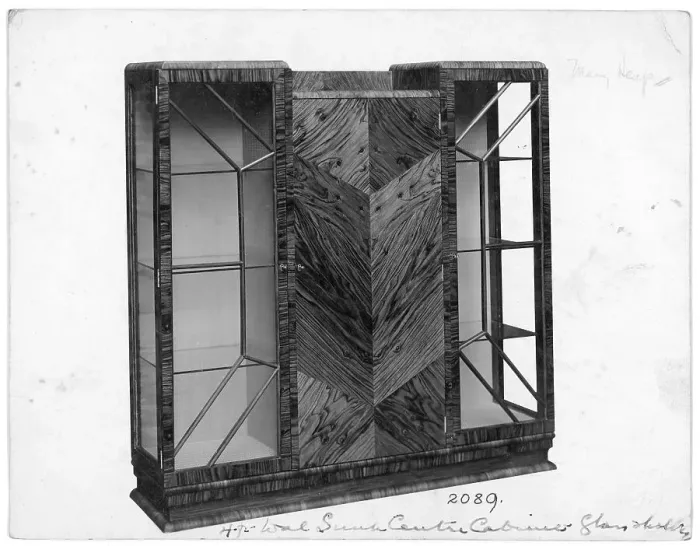 Framed Print : Art Deco Walnut and glass fronted display cabinet Framed Print : Art Deco Walnut and glass fronted display cabinet
