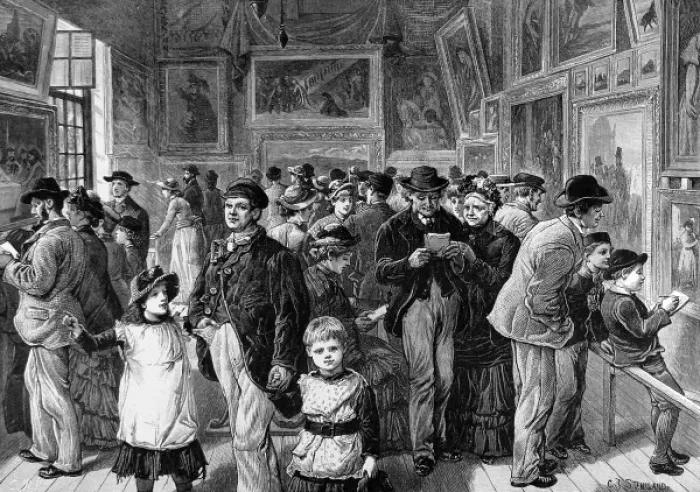Framed Print : Art Exhibition in Whitechapel, London, 1884 Framed Print : Art Exhibition in Whitechapel, London, 1884