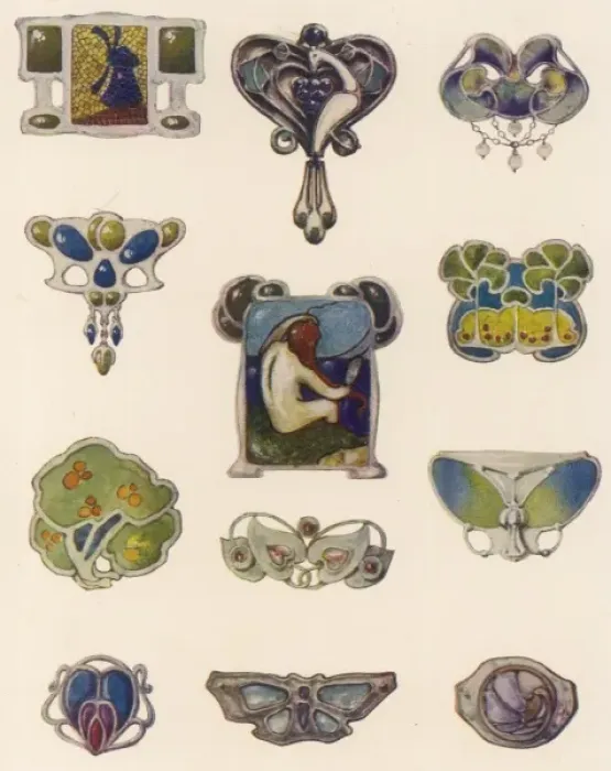 Framed Print : Art Nouveau Brooches Framed Print : Art Nouveau Brooches