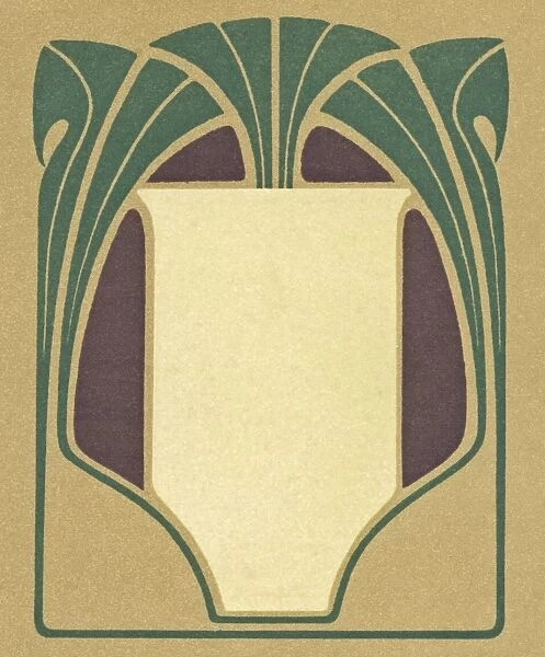 Art nouveau design with green leaves