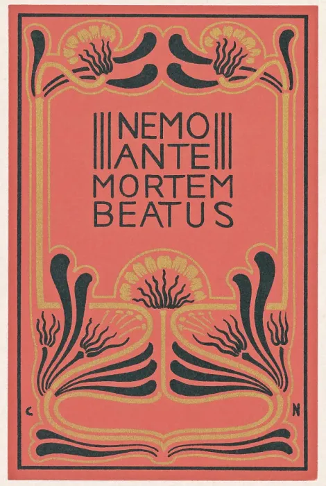 Framed Print : Art Nouveau design, Nemo Ante Mortem Beatus Framed Print : Art Nouveau design, Nemo Ante Mortem Beatus