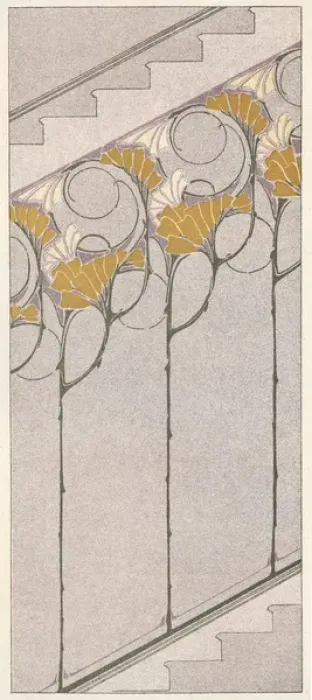 Framed Print : Art nouveau design with staircase effect Framed Print : Art nouveau design with staircase effect