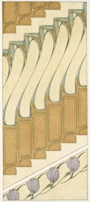 Framed Print : Art nouveau design with staircase effect Framed Print : Art nouveau design with staircase effect
