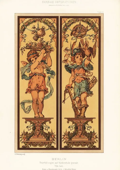 Framed Print : Art nouveau door panels, Lent Villa, Berlin, 19th C Framed Print : Art nouveau door panels, Lent Villa, Berlin, 19th C