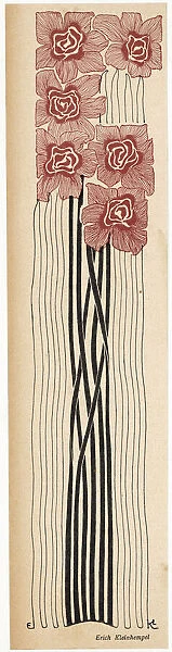 Art Nouveau Flowers. A decorative art nouveau motif of long-stemmed flowers in brown