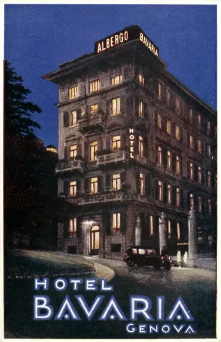 Framed Print : Art Nouveau Italian advertisement for the Hotel Bavaria Framed Print : Art Nouveau Italian advertisement for the Hotel Bavaria