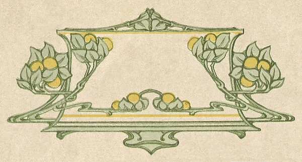 Art nouveau leaf design with yellow fruit