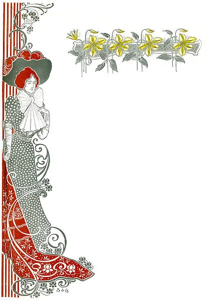 Art Nouveau style Invitation Card or Menu