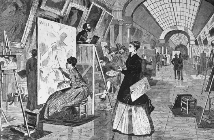 Framed Print : Art-students and copyists in the Louvre gallery, Paris Framed Print : Art-students and copyists in the Louvre gallery, Paris