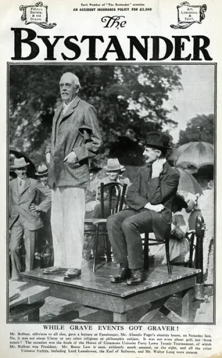 Framed Print : Arthur Balfour, British politician, giving a talk