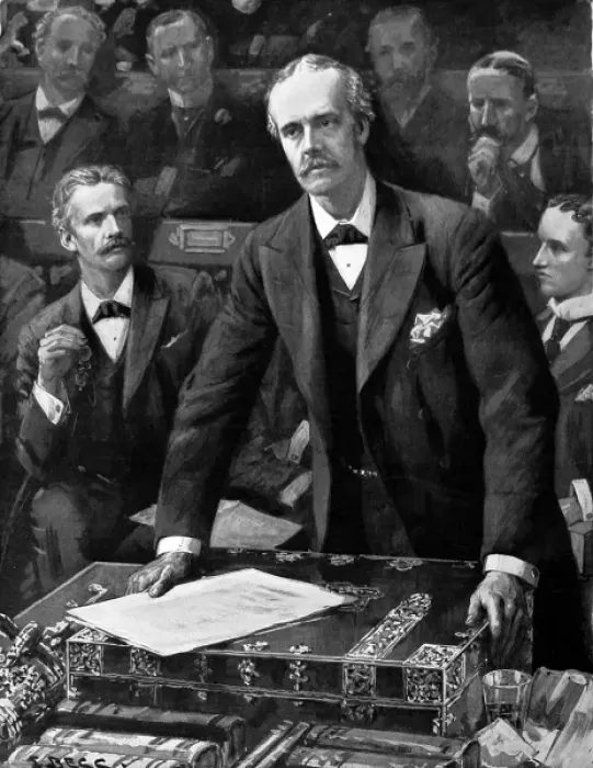 Framed Print : Arthur James Balfour, 1st Earl of Balfour, in the House of C Framed Print : Arthur James Balfour, 1st Earl of Balfour, in the House of C
