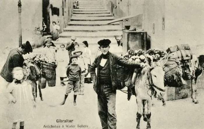 Framed Print : Artichoke and Water Sellers - Streets of Gibraltar Framed Print : Artichoke and Water Sellers - Streets of Gibraltar