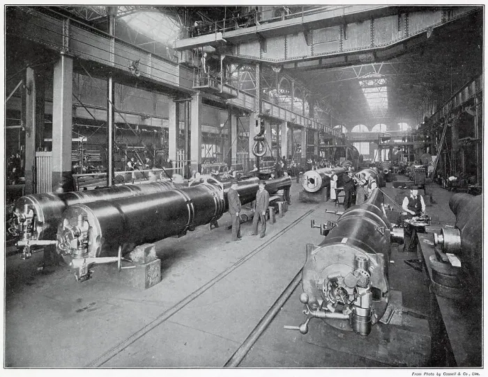 Framed Print : Artillery manufacture at Woolwich Arsenal (the Royal Gun Company). Date: 1901 Framed Print : Artillery manufacture at Woolwich Arsenal (the Royal Gun Company). Date: 1901