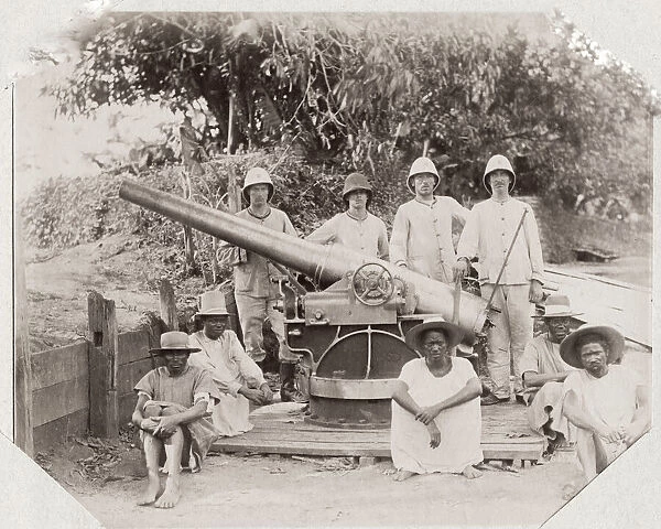 Artillery piece and soldiers, Toamasina, Madagascar
