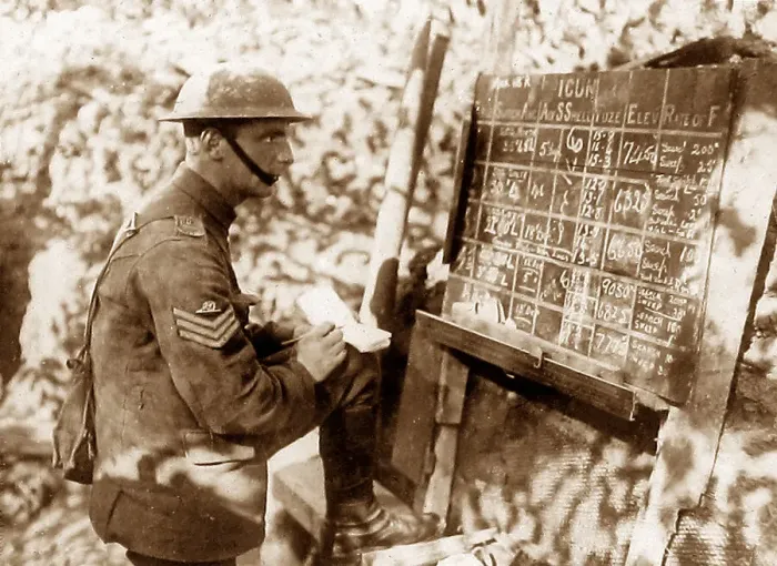 Framed Print : Artillery planning in the trenches Framed Print : Artillery planning in the trenches