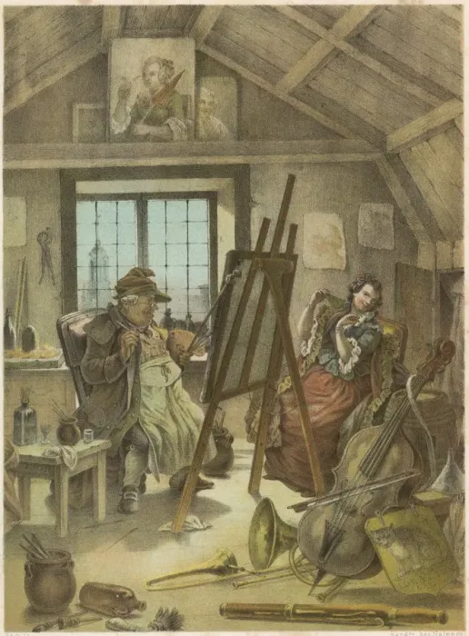 Framed Print : An artist named Moritz at work in his studio Framed Print : An artist named Moritz at work in his studio